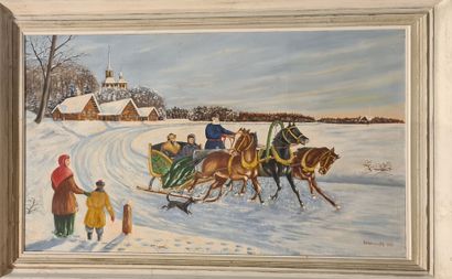 null OVTCHINIKOV Nicolaï (né en 1925)
paysage de neige
Huile sur toile signée en...