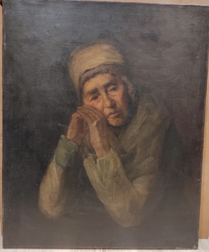 null ECOLE XIXeme siècle
portrait d'homme agé 
Huile sur toile non signée 
73 x 60...