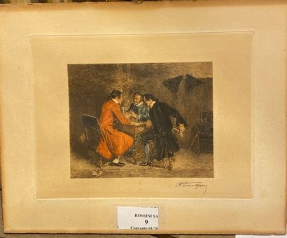 null The Three Men 
engraving signed at the bottom right 
15 x 20 cm