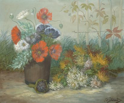 null DURAND F., XIXe XXe siècle,
Compositions florales,
paire d'huiles sur toiles...