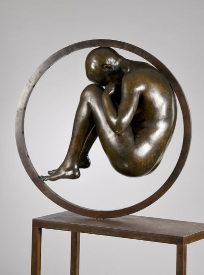 null CORDA Mauro, born in 1960
Large embryo
bipartite sculpture in bronze with brown-green...