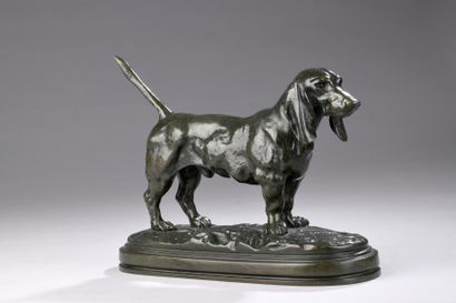 null BARYE Antoine Louis, 1796-1875
Basset anglais N°1
bronze à patine brun vert,...