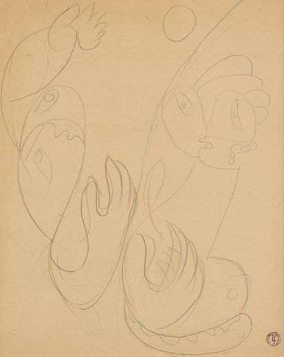 null SURVAGE Léopold, 1879-1968
Characters with a ball
graphite on beige paper (slight...