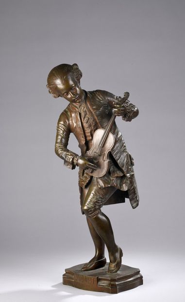 null DUBOIS Paul, 1829-1905
Jeune Mozart
bronze à patine brune nuancée (traces d’usure...