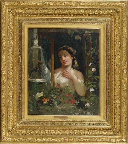 null ANONYME DU XIXe siècle
Jeune fille à la fenêtre
huile sur toile rentoilée (restaurations)
non...