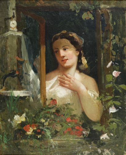 null ANONYME DU XIXe siècle
Jeune fille à la fenêtre
huile sur toile rentoilée (restaurations)
non...