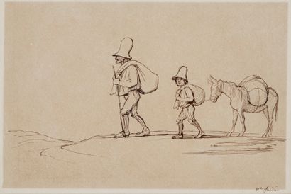 null FLANDRIN Hippolyte, 1809-1864
Marcheurs à l’âne
plume et encre brune sur papier...