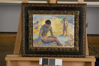 null LUCE Maximilian, 1858-1941
Study of Bathers in the Sun
oil on cardboard
bears...