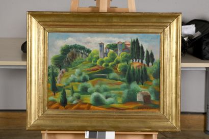 null KISLING Moses, 1891-1953
Castle in the Heights of Saint-Cyr-sur-Mer, 1949
oil...