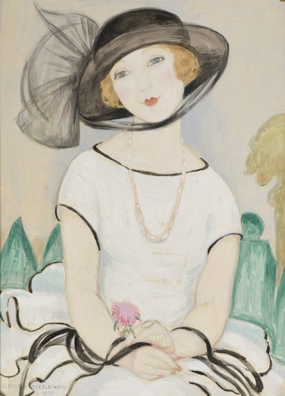 null WEGENER Gerda, 1885-1940
Portrait présumé de Madame Madeleine Lamy, 1921
gouache...