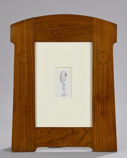 null CAMACHO Jorge, 1934-2011
LORITO
brown ink on paper, in a decorated natural wood...