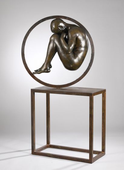 null CORDA Mauro, born in 1960
Large embryo
bipartite sculpture in bronze with brown-green...