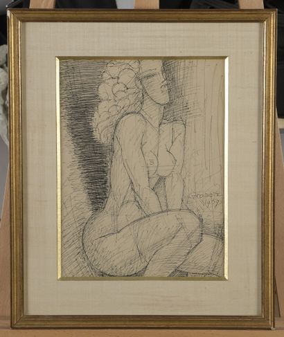 null GROMAIRE Marcel, 1892-1971
Seated nude, 1959
pen and black ink on paper (slight...