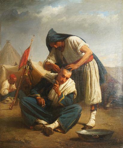 null PILS Isidore, 1813-1875
Camp of Zouaves, the barber, 1860
oil on canvas (restorations)
signed...