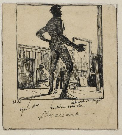 null GERVEX Henri, 1852-1929
Model posing in the studio
pen and black ink drawing...