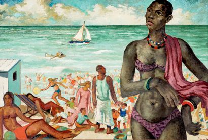 null DIERICKX Raymond, 1904-1978
The beach
oil on panel
signed lower right, titled...