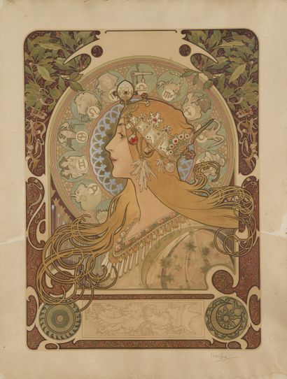 null MUCHA Alphonse, 1860-1939
Zodiaque, 1898
affiche lithographique en couleurs...