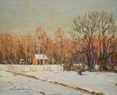 null POUSTOCHKINE Basil, 1893-1973
Snowy landscape
oil on cardboard
signed lower...