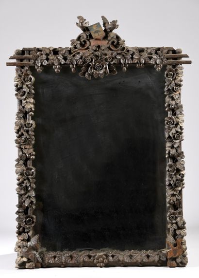 Important rectangular mirror, with pediment,...
