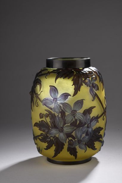 null ETABLISSEMENTS GALLE
Vase " Clematis ". Proof in multi-layer glass, with ovoid...