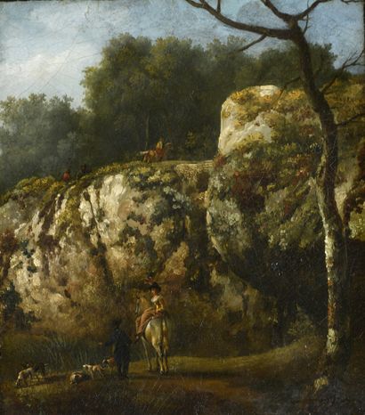 null FRENCH SCHOOL Last quarter of the 18th century 

Landscape with rocks with a...