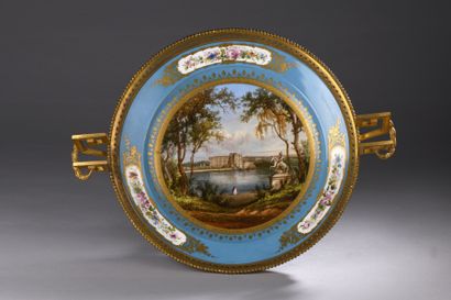 null Sevres, in the taste of, late 19th century, 
Porcelain dish with mount, decorated...
