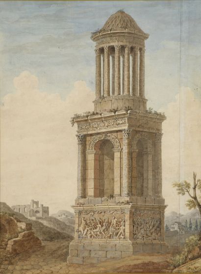 null CLERISSEAU Charles Louis 
Paris 1721- id.; 1820

Le mausolée de saint Rémy
Plume,...