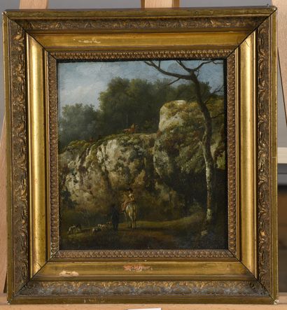 null FRENCH SCHOOL Last quarter of the 18th century 

Landscape with rocks with a...