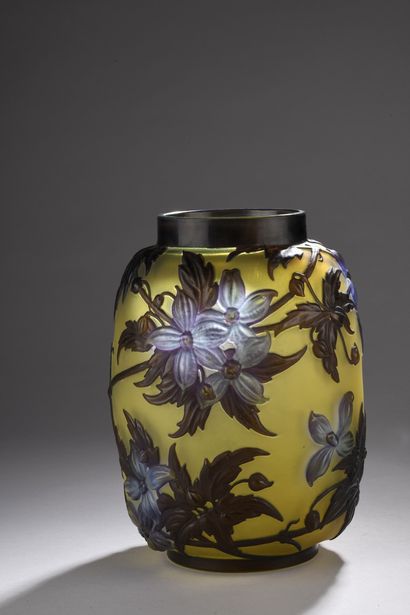 null ETABLISSEMENTS GALLE
Vase " Clematis ". Proof in multi-layer glass, with ovoid...