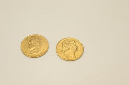 null Lot of two gold coins :
- 20 francs Louis Philippe (1836, A)
- 20 francs Louis...