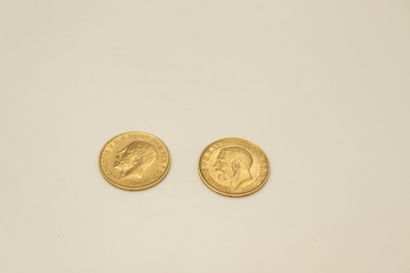 null Lot de 2 demi souverains en or Georges V (1912 x2).


Poids :7.9 g.