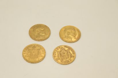 Lot of 4 gold coins including : 
- a coin...