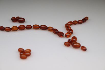 null Necklace of amber beads in fall. 
(to refile)