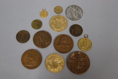 null Strong lot of 12 medals, in bronze:

- A medal representing the city of Luneville...