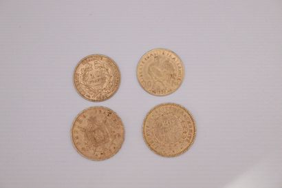 Lot of gold coins including : 
1 coin of...