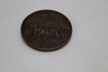 null LOUIS XVIII, table medal in bronze by ap. Gayrard for the birth of Henri, duke...