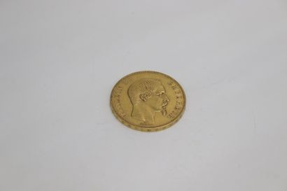 null Gold coin of 50 Francs Napoleon III bare head (1855, A).
Weight : 16 g.