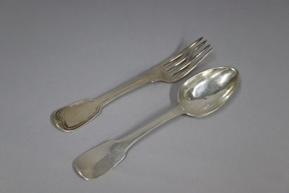 null Four silver cutlery :
- a fork XVIIIth, hallmark of big departmental census...