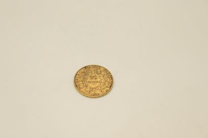 null Pièce en or 20 Francs Cérès tête laurée (1850, A).
Poids : 6.4 g.