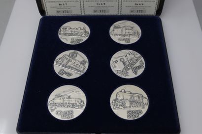 null Box containing 6 silver medals (925) official special strike of the Swiss Federation...