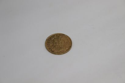 null Gold coin of 20 Lira Pius IX (1866).
Weight : 6.5 g.