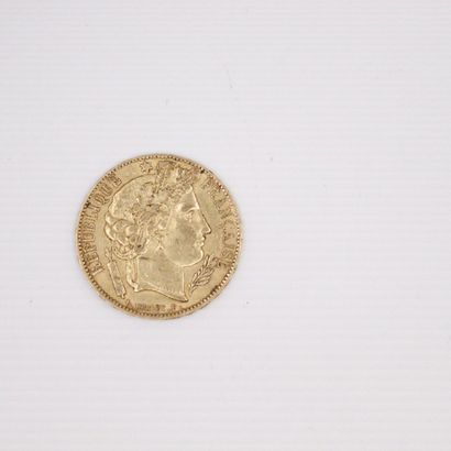 null Gold coin of 20 francs Ceres (1850 A)
TTB to SUP. 
Weight : 6.45 g.
