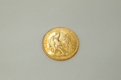 null Gold coin of 20 francs with rooster (1905).
Weight : 6.45g.
