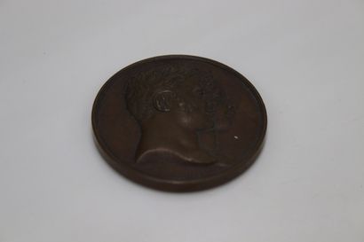 null LOUIS XVIII, table medal in bronze by ap. Gayrard for the birth of Henri, duke...