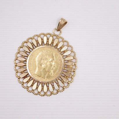 null Pendant in 18k (750) yellow gold set with a 20 franc gold coin Napoleon III...
