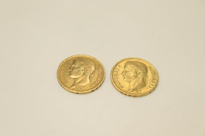 Deux pièces en or de 40 Francs Napoélon I...