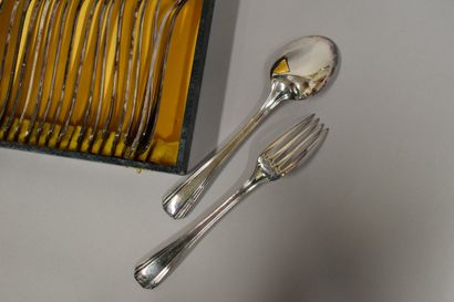 null CHRISTOFLE
Part of a silver-plated menagere including : 
- twelve forks 
- twelve...