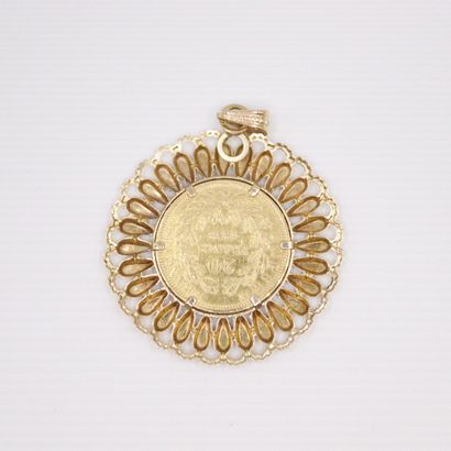 null Pendant in 18k (750) yellow gold set with a 20 franc gold coin Napoleon III...