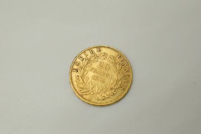 Gold coin of 20 francs Napoleon III bare...