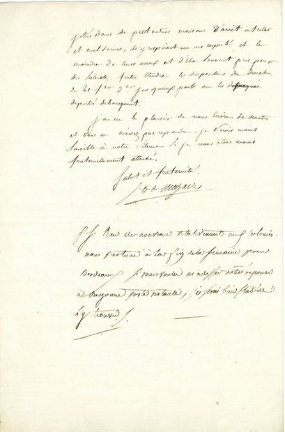 null Julien-Bernard de MAZADE-PERCIN (1750-1823) conventionnel (Haute-Garonne). L.A.S.,...